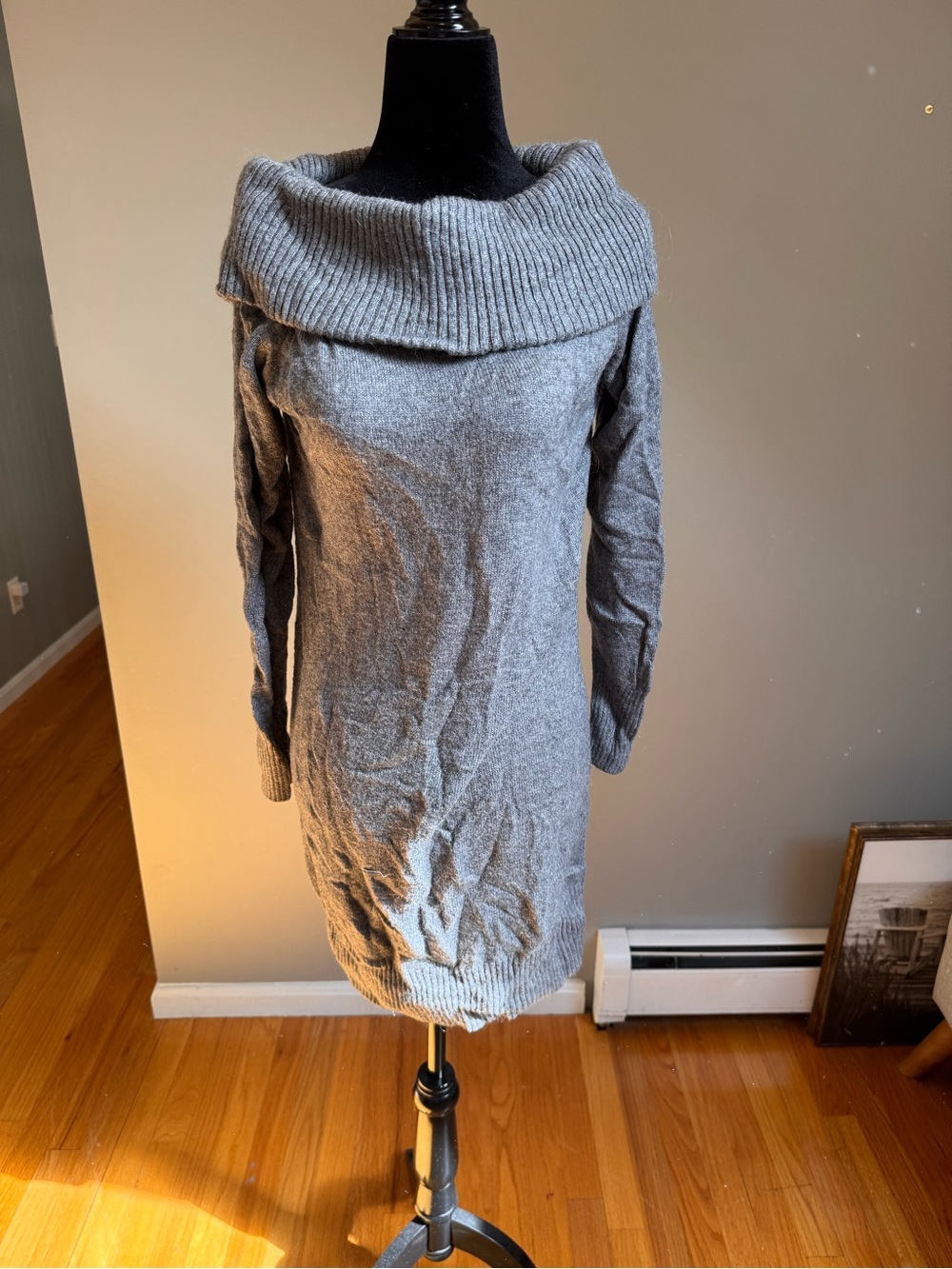 Banana Republic Gray Off-Shoulder Knit Sweater Dress